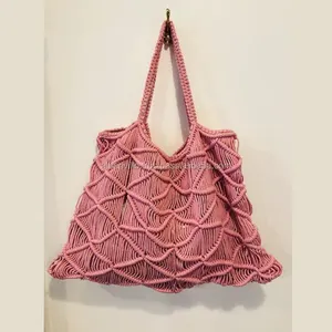Beliebte rosa Farbe handgemachte Makramee Reise Single Shoulder Makramee Tasche Großhandel Hersteller