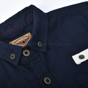 100% Coton <span class=keywords><strong>Bleu</strong></span> <span class=keywords><strong>Marine</strong></span> À Manches Longues Bouton Shirts pour Bébé Garçons - Product Image 2