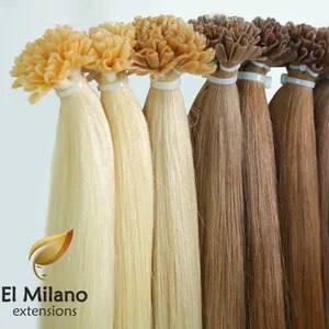 High Quality Natural Keratin Tipped Prebonded Human Hair Extensions Italian Keratin U-先端V-先端Flat-先端I-先端S K