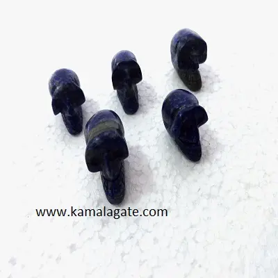 Batu permata alami kristal Lapiz Lazuli buatan tangan diukir tengkorak kristal tengkorak untuk penyembuhan & reiki