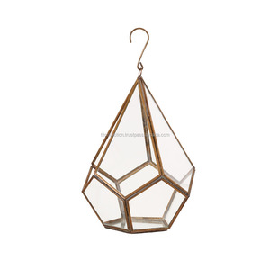 Verre transparent en cristal de laiton + cadre métallique en cuivre, joli terrarium en boule géométrique, cactus - Product Image 1