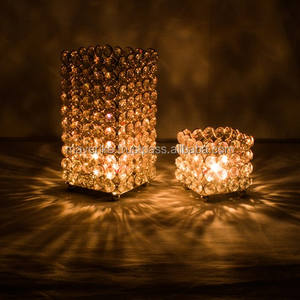 Bougeoirs décoratifs en métal/cristal perlé pour mariage, fabriqués à la main, décoration de table pour la maison - Product Image 1