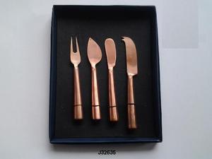 Cuchillo para queso con mango tejido y cuchillo para mantequilla Hecho en acero con pulido de espejo Cubiertos Vajilla - Product Image 3