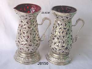 Pot en laiton artisanal avec verre soufflé, artisanat indien original, objet d'art en laiton pour la décoration de la maison ou les cadeaux - Product Image 6