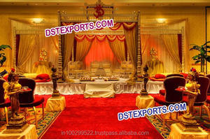 ภาพตัดปะใยทองสำหรับงานแต่งงานตกแต่งหกเสาแกะสลักหนักสำหรับงานแต่งงาน - Product Image 5