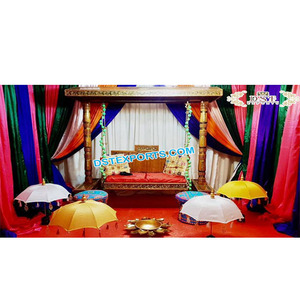 Mehandi-Decoración de escenario de boda asiática, escenario de decoración India para boda árabe, Mehandi - Product Image 1