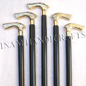 Bastones de madera de diseño con mango de latón Derby para actividades al aire libre para ancianos para senderismo - Product Image 1