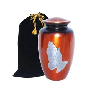 Urne commémorative en métal orange brillant de style américain/européen pour adultes en aluminium laiton pour le stockage des cendres funérailles Crémations Bienvenue - Product Image 1