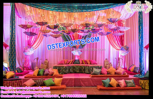 Arabian Mehndi Decoration Setup UAE Designer Wedding Mehandi <b>Stage</b> Decoration Royal Wedding Pakistani Sangeet <b>Stages</b> - Product Image 2