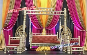 Columpio Sankheda plateado para la ceremonia de Mehndi, juego de columpio tallado en madera Sankheda de madera, juego de Jhoola asequible para novia y novio, Reino Unido - Product Image 3