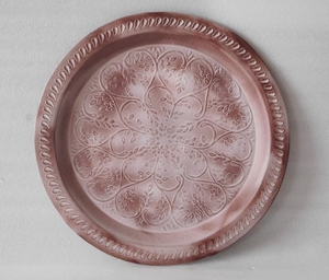 Filigrane plateau de chargement rond en métal cuivre, plateau de service de nourriture - Product Image 5