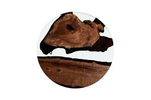 Mesa de Centro Redonda de Resina Epoxi Transparente con Patas de Horquilla - Product Image 3