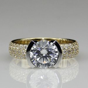 2.50กะรัตสีขาวแท้ Moissanite แหวนสำหรับสาว14พันสีเหลืองทอง,แหวนแต่งงาน14พันทองจริง - Product Image 1