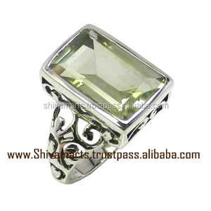 Beautiful Natural <b>Green</b> <b>Amethyst</b> Quartz Gemstone <b>Ring</b> Indian Wholesale Silver Jewelry Eternity Vermeil <b>Rings</b> Manufacturer - Product Image 2