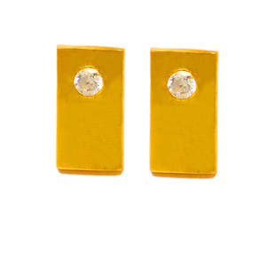 Pendientes de tuerca chapados en oro con piedras preciosas de corte redondo de Zirconia cúbica, joyería de plata de ley 925, pendiente de moda para fiestas de boda. - Product Image 1