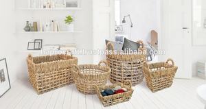 ตะกร้าหวายผักตบชวาปรับแต่งได้, ตะกร้าสานด้วยมือจากธรรมชาติสำหรับเก็บของจิปาถะในบ้าน - Product Image 5