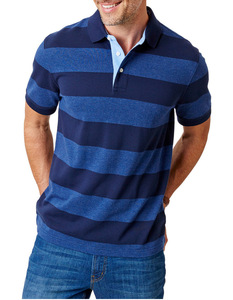 เสื้อยืดแขนสั้นทรงเข้ารูปไซส์ใหญ่สำหรับผู้ชาย ลายทาง ผ้าเจอร์ซีย์คอตตอน 100% พร้อมโลโก้สั่งทำ เป็นมิตรกับสิ่งแวดล้อม ระบายอากาศได้ดี - Product Image 1