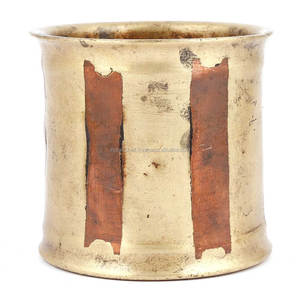 Handmade Brown Brass Striped Panchamrita Cup Holy <b>Water</b> <b>Container</b> - Product Image 2