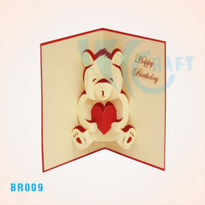 Tarjeta emergente de felicitación de oso B'Day 3D hecha a mano, recuerdo de Vietnam de tendencia superior personalizado hecho de papel por Viet-craft - Product Image 6