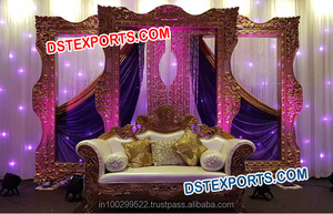 ดีไซเนอร์แกะสลักเวทีแต่งงานแผงสวยงามตกแต่งเวทีสไตล์อินเดียใต้ฉากหลังเวที - Product Image 5