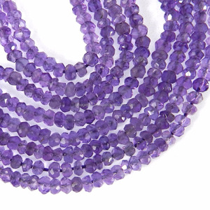 La más nueva venta de cuentas de hebra facetadas redondas de amatista púrpura de 4,5mm y 14 pulgadas 44,95 Cts para la fabricación de joyas - Product Image 1