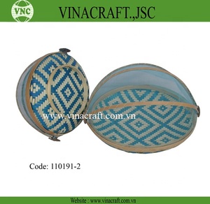Cesta de bambú colorida para Pascua, cesta de bambú plegable para frutas de Vietnam con cubierta de red blanca. - Product Image 2