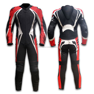 Excellent Design & Comfort, 100% genuine Cowhide leather / Motorcycle Leather Suit / Black and Red Leather Suit - Product Image 1