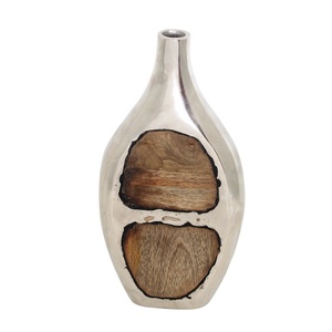 Florero de hierro costero Florero de madera de metal de aluminio moderno delicado original, Florero de hierro costero, Florero de madera - Product Image 1