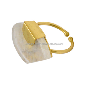 Pierre de lune arc-en-ciel Bague en argent sterling 925 Luxe or 18 carats Belle pierre précieuse Réglage de la lunette Cadeaux de fiançailles pour les mariages - Product Image 3
