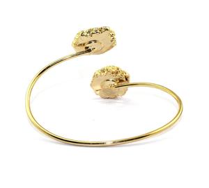 Pulsera de cuarzo solar azul y púrpura natural, brazalete ajustable de buena calidad con doble piedra electrochapada - Product Image 4