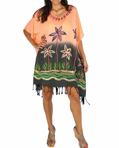 Buy Brush Painted <b>Beachwear</b> for Women's Wear Rayon Tie Dye Summer Dress - Product Image 1