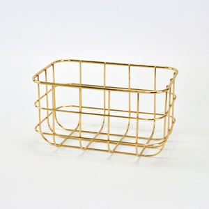Cesta de almacenamiento de alambre de Metal Rectangular chapada en oro - Product Image 5