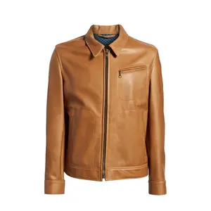 Abrigo de motorista de cuero genuino de suministro de fábrica, chaquetas de moda de invierno de varios tamaños para hombres, chaqueta de bombardero de talla grande, ropa - Product Image 1