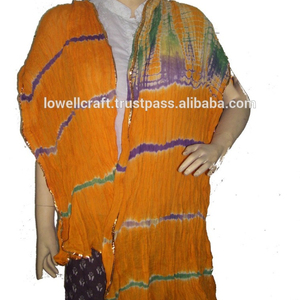 ผ้าพันคอผ้าฝ้ายสีทองผูกผ้าพันคอย้อม BANDHANI - Product Image 3