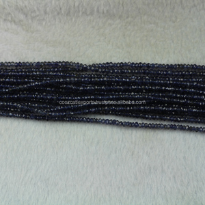 Cuentas de piedras curativas de cristal Rondelle facetado de iolita azul, piedras preciosas de hilo DIY para la fabricación de joyas - Product Image 1