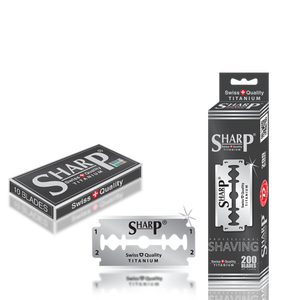 Cuchillas de Afeitar Desechables de Doble Filo SHARP TITANIUM DURABLADE, Calidad Suiza, Cuchillas de Acero Inoxidable para Hombre, Cuchilla de Afeitar de Seguridad para Barbería y Salón - Product Image 1