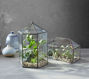 Fleurs de terrarium artificielles géométriques, métal or rose, cuivre, verre - Product Image 6