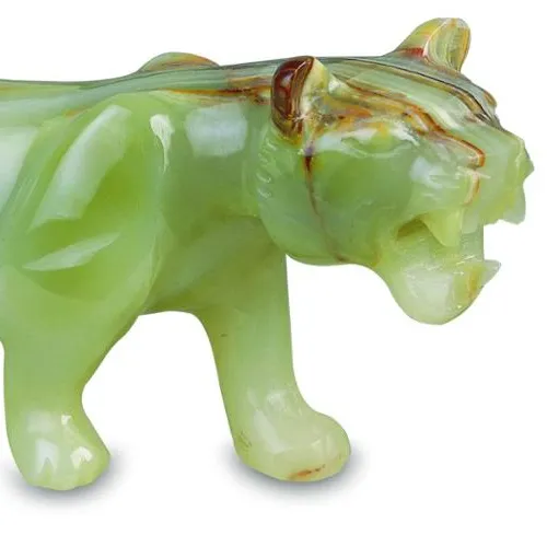 Marble Onyx Tiger Sculpture , Large Size Onyx marble Animal Statues Small Animals Carved Lion Tiger figurine