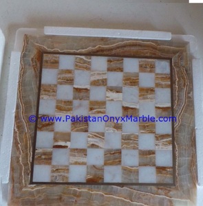<b>Onyx</b> White & Multi-Green Marble <b>Chess</b> Board / <b>Set</b> - Product Image 4