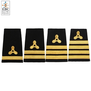 Épaulette OEM sans lacet hélice en tissu noir 2 barres tresse or française épaulettes souples de haute qualité pour équipage de yacht - Product Image 5