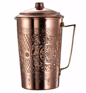 Jarra y Olla de Agua de Cobre Repujado con Tapa y Pajita, Ecológica, de Gran Capacidad y Portátil - Product Image 4