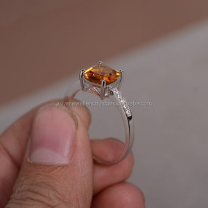 Cuarzo Topacio dorado y CZ, anillo de piedras preciosas, Plata de Ley 925, hecho a mano, joyería de plata. - Product Image 2