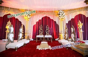 Beau mariage en bois sculpté Mandap chaises ensemble haute demande élégant mariage en bois Mandap chaises décorations Australie événements - Product Image 5