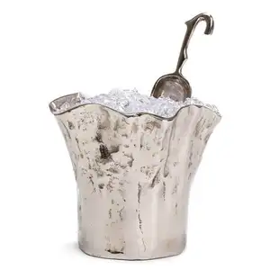 aluminium cast nickle plated ice bucket antique decorating luxury fancy beaded wholesale unique wine buckets