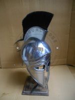 Réplica de casco corintio griego Medieval, armadura portátil de acero negro, traje de caballero romano Spartan LARP, artesanías de Metal más grandes