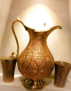 Ensemble de verre de cruche en métal, Ensemble de verre de cruche en cuivre - Product Image 1