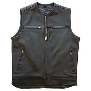 lowest prices Custom Men's Utility Vests High Quality Fashion Wholesale Multi pocket Tactical Leather Motorcycle Vest for Man