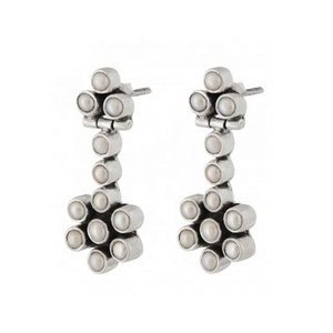 Offre Spéciale nouveau Design perle naturelle pierres précieuses boucle d'oreille pour femme et fille bijoux en argent fantaisie - Product Image 3