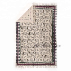 Indio al por mayor bloque impreso dorri Yoga alfombras máquina lavable alfombras para casa Sala alfombras hechas a mano en la India - Product Image 2