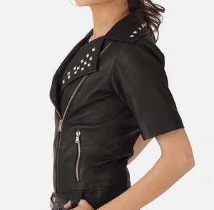 Veste de motard pour femme en peau de mouton beige foncé look sportif nouveauté design de mode personnalisé en gros mode personnalisée pas cher - Product Image 5